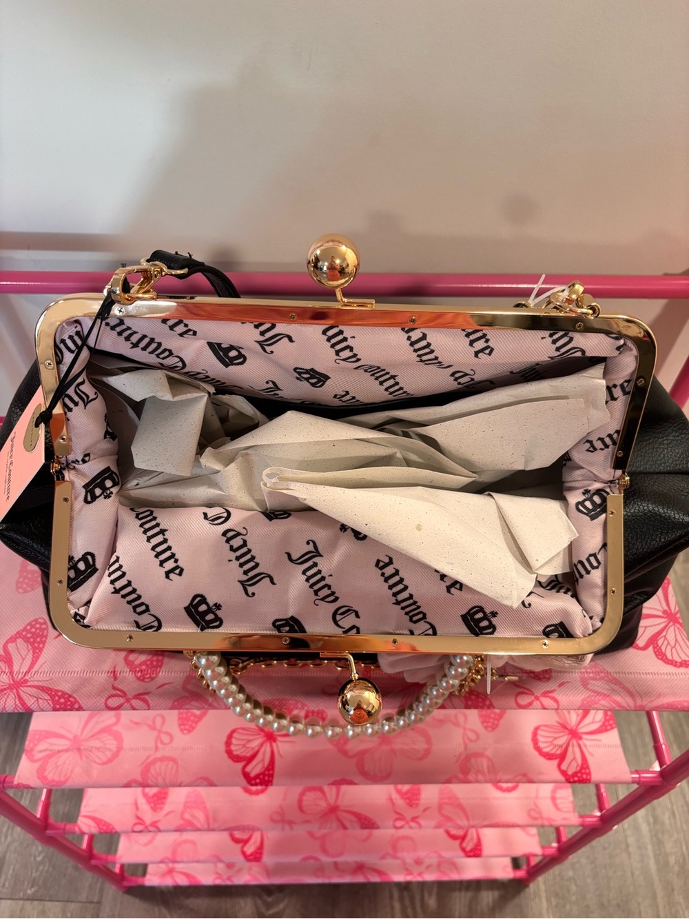 NWT Juicy Couture Kiss Lock Bow Large Frame Bag - Picture 6 of 6